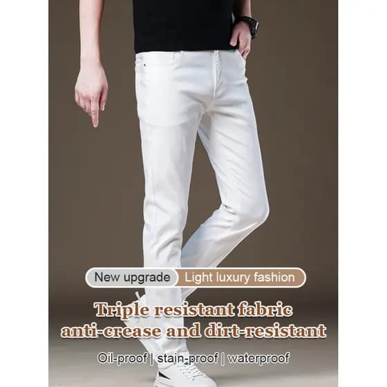 【Estilo e Durabilidade】JC High-End Tencel Jeans / Calças Jeans Masculinas / Ajustadas / Stretch