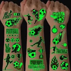 【Adesivos Para Pele】Tatuagem De Futebol Luminoso | Brilha No Escuro | Acessórios Para Copa/Partidas/Fãs De Futebol