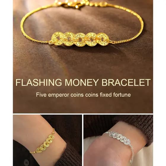 [Atrai Riqueza] ✨Pulseira de Moeda Wudi✨ Pulseira Feminina de Luxo/Design Feng Shui/Joia Elegante