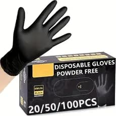 【Proteção Confiável】Luvas de Nitrilo Pretas/Cozinha/Luvas Descartáveis/Impermeável para Lavar Louça