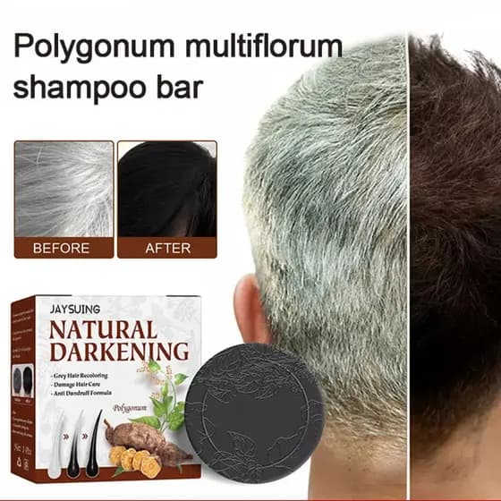 【Hidratação e Cor】Repairing Natural Black Hair Shampoo Soap/Sabão Preto Natural/He Shou Wu/Branco para Preto