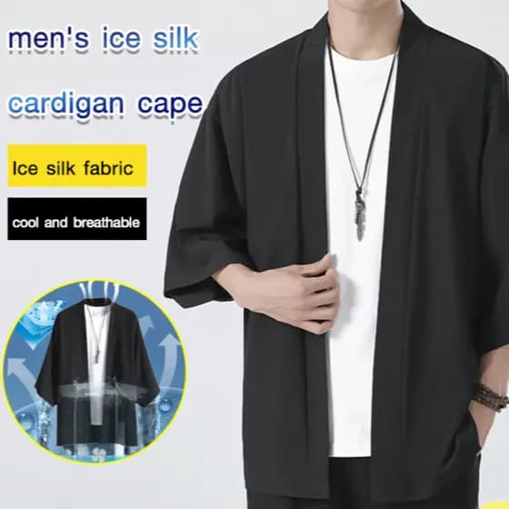 [Estilo de Verão] 2022 Nova Camisa Masculina de Seda Gelada/Jaqueta Masculina/Estilo Casual/Moda Masculina