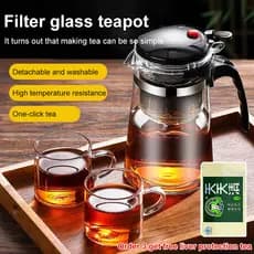 【One-Touch Filter】[Easy Tea Brewing] One-Touch Filter Teapot/Glass Teapot/Tea Infuser/Heat-Resistant/Hot Cold Use
