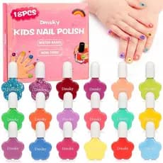 Conjunto de esmaltes infantis Dmsky, 18 cores de esmalte removível à base de água de secagem rápida, conjunto de esmalte