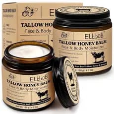 Creme de Sebo Batido ELBBUB para Rosto e Corpo - 100% Sebo de Boi Alimentado a Pasto, Hidratante Natural com Mel e Cera