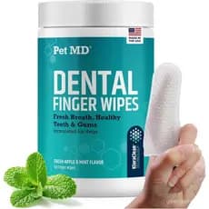 Toalhetes Dentais para Cães Pet MD - Removedor de Placa e Tártaro para Cães para Melhorar a Higiene Oral - Toalhetes de