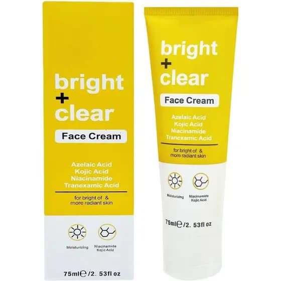 BrightAndClearFacial, Com Niacinamida e Ácido Kójico, 75ml, Hidratante Facial que Realça o Brilho, Hidratante Facial Diá