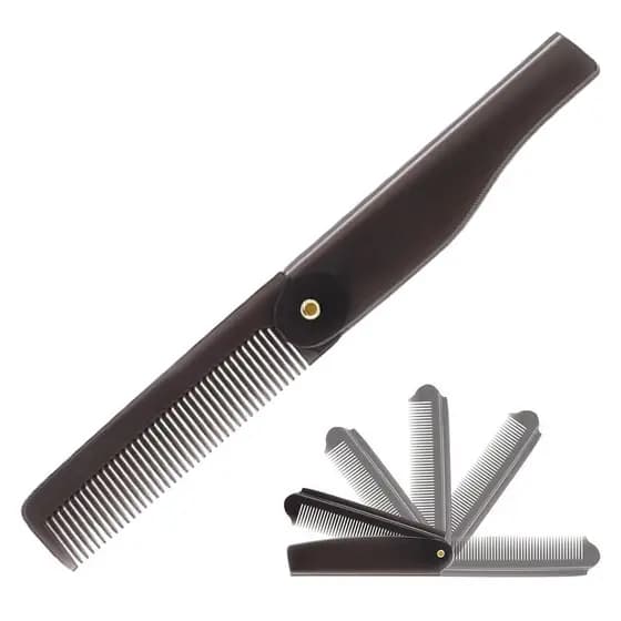 Pente portátil, escova para barba, pente de viagem dobrável, design compacto, ferramentas para cuidado da barba, acessór