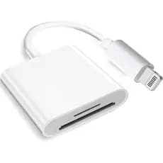 Compatível com iPhone, Leitor de Cartão SD com Conexão Lightning, Adaptador de Cartão de Memória de Dupla Entrada, Leito