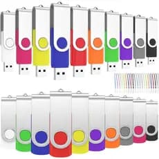 ABLAZE16GBFlashDrive2Pack, Pen Drive USB 2.0 com Cordões, Pen Drives Giratórios para Armazenamento de Dados (Cores Varia