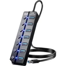 Hub USB3.0, divisor de dados USB de 7 portas PANPEO, equipado com um cabo de extensão USB de 3 pés de comprimento, adequ