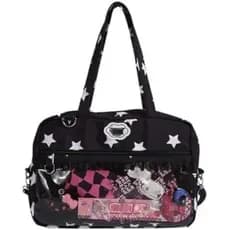 Bolsa de ombro Ita bag Kawaii xadrez de grande capacidade, com compartimento para exibir pins de anime 3HVF