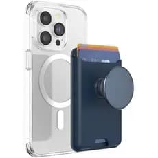 PopSockets Carteira para Telefone para MagSafe, Suporte para Cartões com Empunhadura, Azul - Marinho