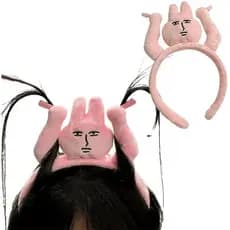 Divertida Tiara de Coelho Rosa Peluda para Prender a Franja, Acessório de Cabelo de Pelúcia, Engraçado, para Cosplay Y2K