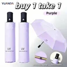 YUANDA [Compre 1 Leve 1] Guarda-chuva Automático UV, Protetor Solar, Impermeável, Cor Sólida UV (Várias Cores) Guarda-ch