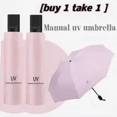 YUMIE [Compre 1 Leve 1] Guarda-chuva Manual UV de Alta Qualidade Proteção Solar e Contra Chuva Capa Preta Super Protetor