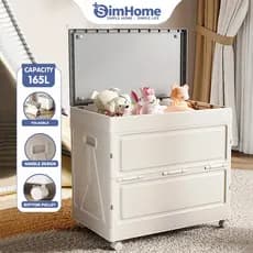 Caixa de Armazenamento de Grande Capacidade SimHome com Rodas, Caixa Organizadora de Brinquedos, Organizador de Roupas,