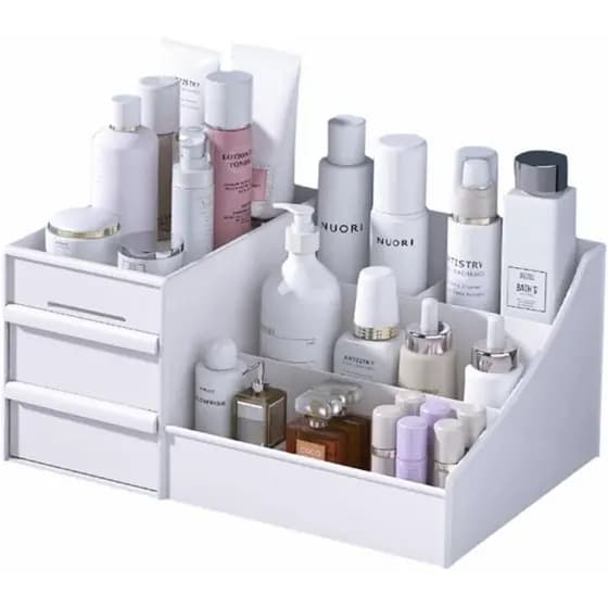 Organizador de Maquiagem com Gavetas, Organizador de Bancada para Cosméticos, Suporte para Batom, Pincéis, Loções, Sombr