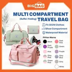 Bolsa de Viagem Feminina Estilo Coreano com Múltiplos Compartimentos, Bolsa de Mão Impermeável para Roupas, Bagagem, Via