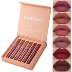 Conjunto de 6 Batons Líquidos Matte, Maquiagem para Lábios, Longa Duração, Alta Pigmentação, Nude, À Prova d'Água, Não T