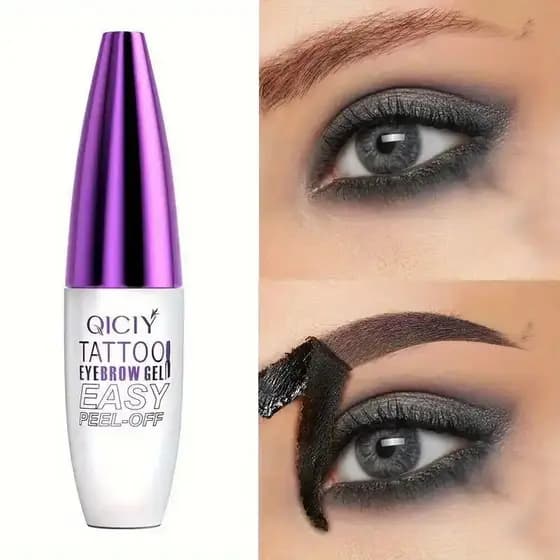 Gel de Sobrancelha Fácil de Remover - À Prova d'Água e Suor, Tinta de Tatuagem Preta ou Marrom de Longa Duração, Formaçã