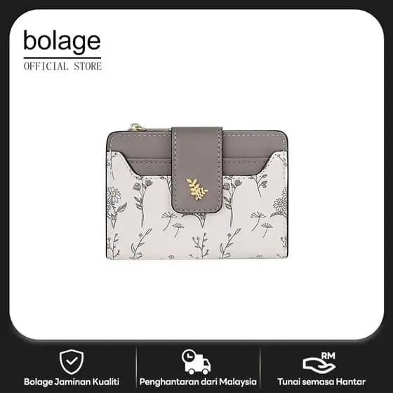 Carteira Curta Bolage para Mulheres, Estilo Coreano, Padrão Floral Doce e Natural, Porta-Moedas, Porta-Cartões, Bolso Pe