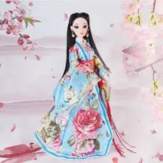 Boneca ZEN6 de 30cm, Conjunto Completo Estilo Chinês com Roupas e Acessórios para Cabeça, Brinquedos de Vestir para Meni