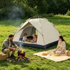 Barraca de Camping Automática à Prova de Chuva com Mosquiteiro - Fácil Montar e Leve para 3-4 Pessoas