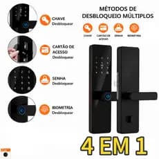 Fechadura Eletrônica Smart Door com Impressão Digital, Senha, Cartão NFC e Chave Mecânica fang