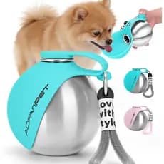 Garrafa de Água Portátil para Cães 10oz em Aço Inoxidável, Dispensador de Água para Viagem com Tigela, Garrafa Antivazam