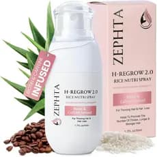 Spray para Crescimento Capilar Zephta H-Regrow – Com Água de Arroz, Biotina, Aloe Vera, Cafeína e Gengibre – Produto par
