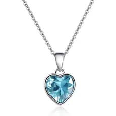 Colar de Aquamarina em Forma de Coração, Pingente de Prata Esterlina 925, Joia de Cristal Aquamarina, Colares de Pedra d