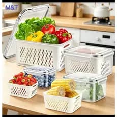 Kit 3 potes Organizadores Geladeira Organizador Alimentos Vegetais Cozinha Moderna