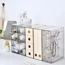 [Estoque pronto] Rack de armazenamento de joias de plástico transparente colar pulseira caixa anti-poeira brincos rack d
