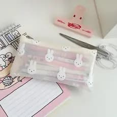 Estojo de Lápis Transparente à Prova d'Água em PVC com Estampa do Coelho Miffy para Estudantes