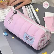 Estojo para Canetas LONTIME, Estojo de Lápis Rosa de Toque Macio, Organizador de Material Escolar de Grande Capacidade p
