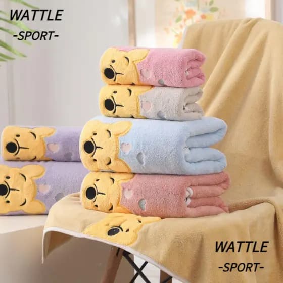 Toalha de Veludo Coral WATTLE, Toalha de Banho Macia, de Secagem Rápida, Não Encolhe, Ultra Absorvente com Design do Win