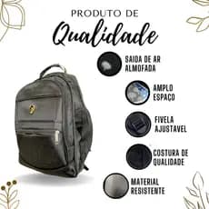 Mochila Bolsa De Tecido Preto Juvenil Masculina Reforçada Escolar – Preto
