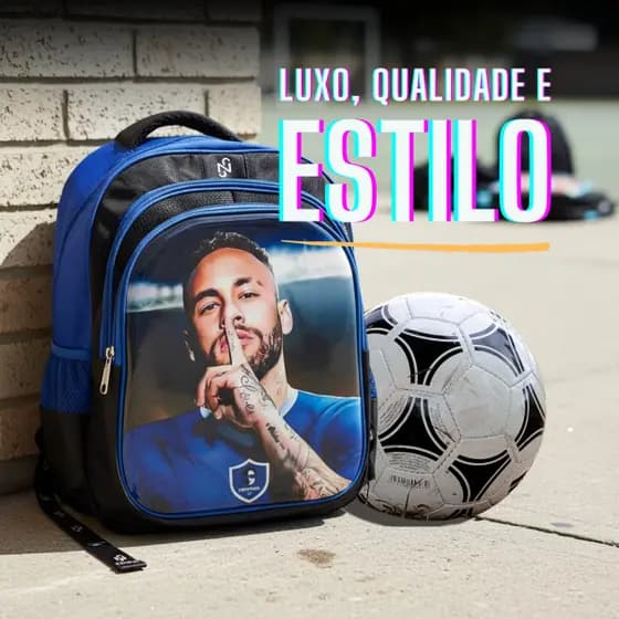 Mochila Estampada Estrela Do Futebol Neymar Jr Exclusiva Xiu