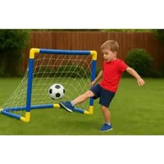 kit mini golzinho + bola + bomba para meninos infantil futebol Pais & Filhos cor azul