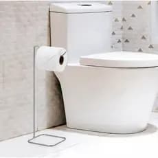 Suporte Papel Higiênico Chão Prata Fosco Luxo Piatina