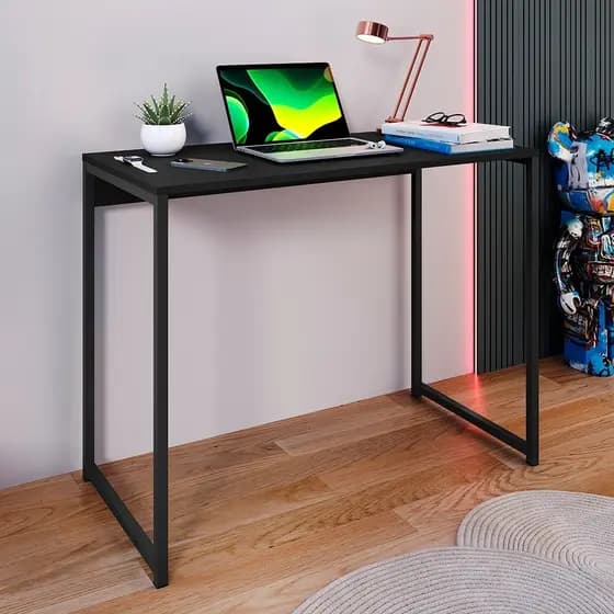 Mesa Industrial Home Office Cor PRETO  – Desk para Escritório, Quarto ou Salão de Beleza manicure 