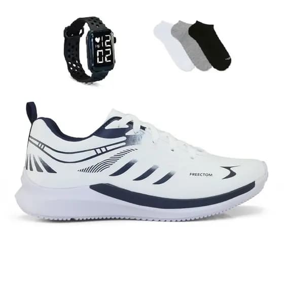 Tenis Masculino + Relogio + Meia Esportivo Corrida Treino Super leve e Macio