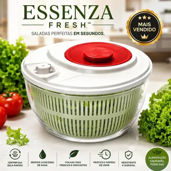 Centrífuga de Salada Manual Essenza Fresh™ Escorredor de Verduras e Legumes Seca Folhas Rápido 22cm