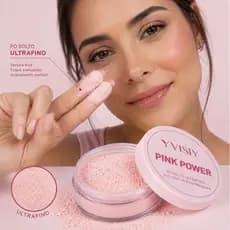 Pó Solto eauty Ultrafino Facial Matte Com Óleo de Rosa Mosqueta – Pó Solto Pink Power Yvisiy com Óleo de Rosa Mosqueta