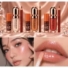 Kit 3 em 1 Lip Oil Gloss Glitter e Lápis Labial Mel Yoyo Maquiamor