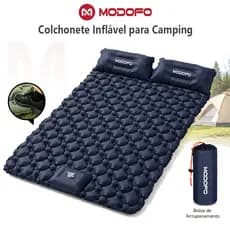 MODOFO Colchão Inflável Casal Camping Cama de Ar com Bomba de Pé Embutida Travesseiro 190x125x8cm