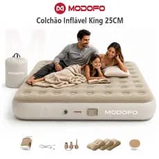 MODOFO Colchão Inflável King Com Bomba Elétrica Recarregável Cama Inflável Para Camping Casa