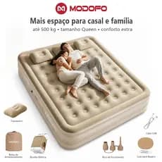 MODOFO Colchão Inflável Casal Queen 200*180*40cm com Bomba Elétrica Cama Inflável Automática para Casa