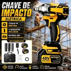 Chave de Impacto 800NM Eletrica Parafusadeira Furadeira Brushless 48V 2 Baterias kit ferramentas completo